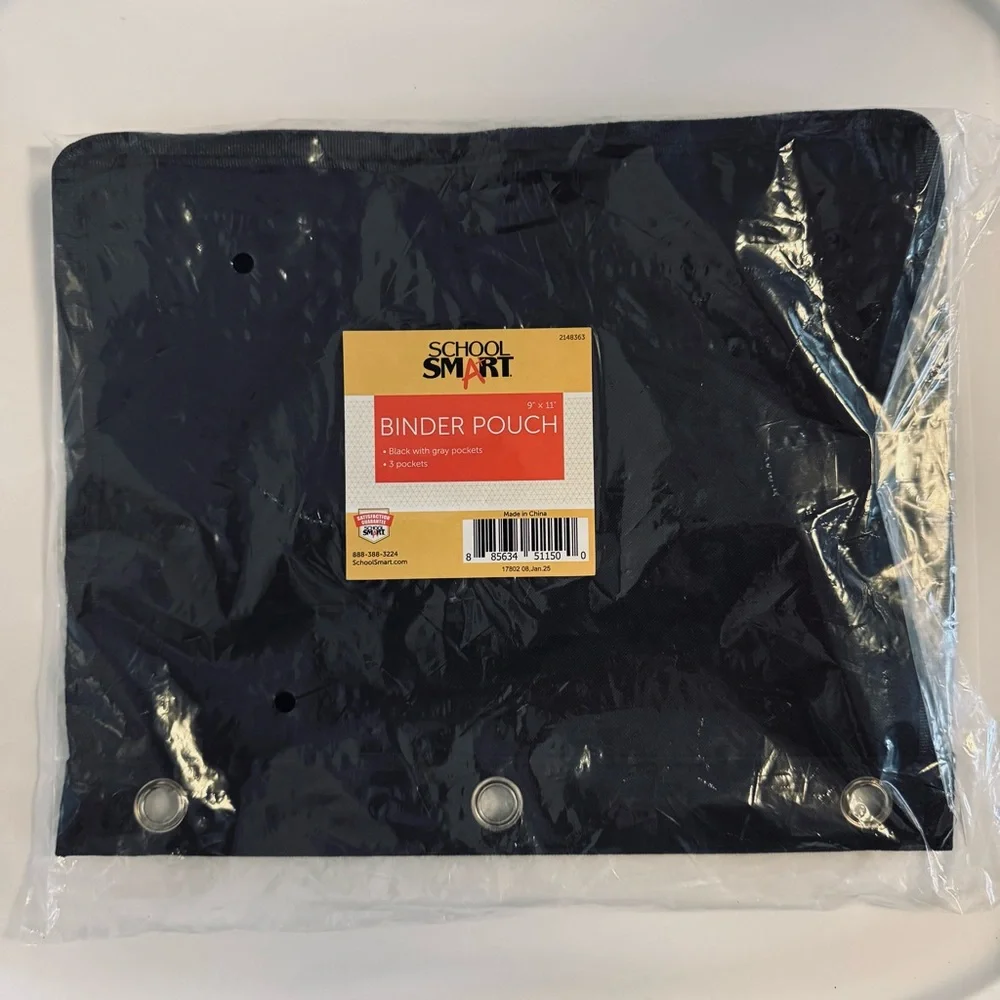 NEW Gray & Black Expandable Binder Pencil Pouch